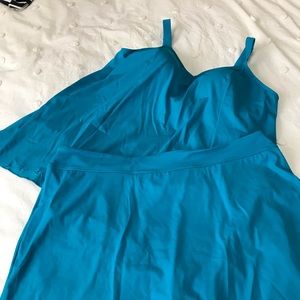 DENIM & CO Swim Top and Skirt